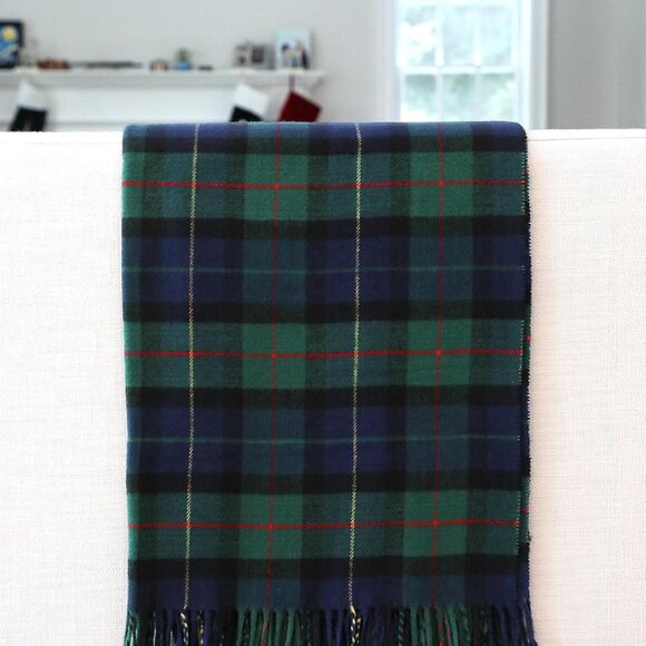 Long & Wide Scottish Clan Tartan Plaid Cashmere Feel Shawl Wrap Winter Warm Scar - Picture 3 of 6
